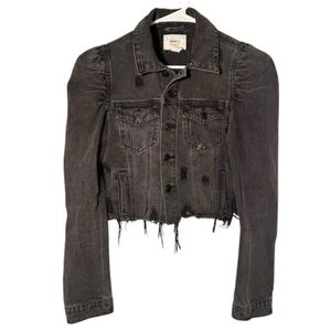 Forever 21 Distressed Charcoal Women's Denim Cropped Jacket Sz. Large